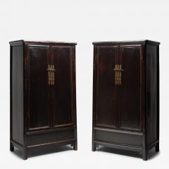 Pair of Black Lacquer Tapered Cabinets - 4262971