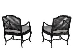 Pair of Black Lacquered Cane Back Lounge Chairs - 2836873