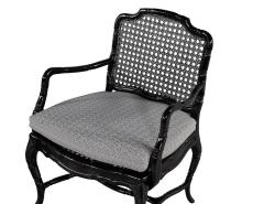 Pair of Black Lacquered Cane Back Lounge Chairs - 2836874