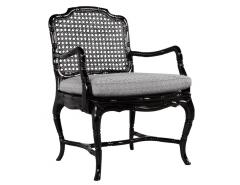 Pair of Black Lacquered Cane Back Lounge Chairs - 2836878