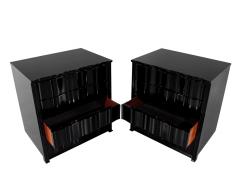 Pair of Black Lacquered Curved Nightstands Chest of Drawers - 4283281
