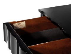 Pair of Black Lacquered Curved Nightstands Chest of Drawers - 4283286