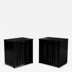 Pair of Black Lacquered Curved Nightstands Chest of Drawers - 4287885