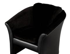 Pair of Black Leather Curved Lounge Chairs - 3007218