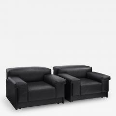 Pair of Black Leather Raphael Lounge Chairs by Harvey Probber - 163147