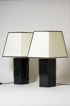 Pair of Black Marble and Brass Table Lamp by Dorian Caffot de Fawes - 1527783