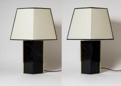 Pair of Black Marble and Brass Table Lamp by Dorian Caffot de Fawes - 1527785