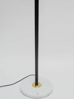 Pair of Black Metal Floor Lamps with Marble Feet and Brass Accents - 1174473