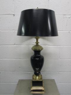 Pair of Black Opaline and Brass Lamps - 1920727
