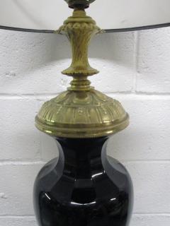 Pair of Black Opaline and Brass Lamps - 1920728