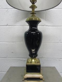 Pair of Black Opaline and Brass Lamps - 1920729