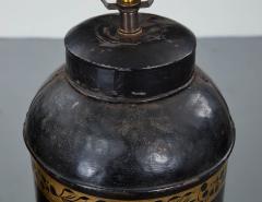 Pair of Black and Gold Tea Tin Lamps - 2816510