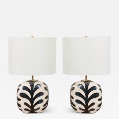 Pair of Black and White Ceramic Lamps - 1192271