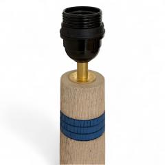 Pair of Bleached Oak Column Lamps - 4336272
