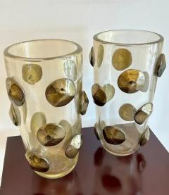 Pair of Blown Murano Golden Glass Vases - 3820485