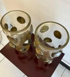 Pair of Blown Murano Golden Glass Vases - 3820504