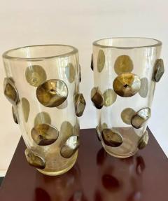 Pair of Blown Murano Golden Glass Vases - 3820505