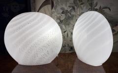 Pair of Blown Swirled Murano Glass Lamps with Silver inclusions Oblate Spheroid - 4451829