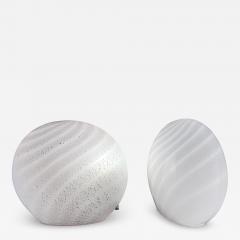 Pair of Blown Swirled Murano Glass Lamps with Silver inclusions Oblate Spheroid - 4454534