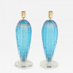 Pair of Blue Murano Glass Lamps - 807567