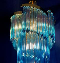 Pair of Blue Murano Prism Chandelier with Golden Frame 1980 - 2070875