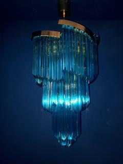 Pair of Blue Murano Prism Chandelier with Golden Frame 1980 - 2070877