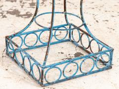 Pair of Blue Painted Iron Pedestal and Basket Planters 1960s France - 4255972
