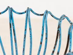 Pair of Blue Painted Iron Pedestal and Basket Planters 1960s France - 4255974