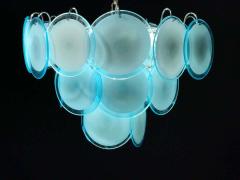 Pair of Blue Turquoise Vistosi Disc Murano Chandelier 1970s - 1561754