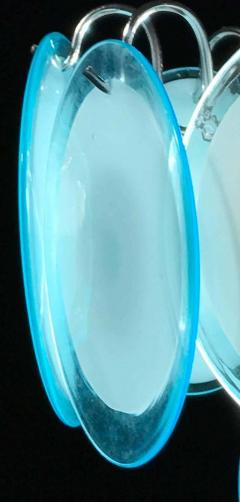 Pair of Blue Turquoise Vistosi Disc Murano Chandelier 1970s - 1561763