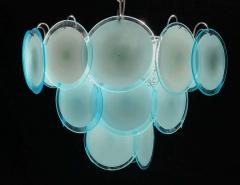 Pair of Blue Turquoise Vistosi Disc Murano Chandelier 1970s - 1561767