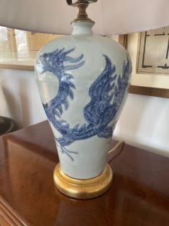 Pair of Blue and White Chinese Porcelain Lamps with Dragon Motif  - 2939399