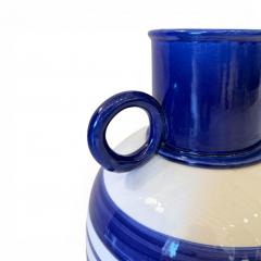 Pair of Blue and White Striped Vases - 4509172