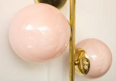 Pair of Blush Pink Murano Glass Globes and Brass Sconces Italy 2022 - 2680914