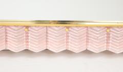 Pair of Blush Pink Textured Murano Glass and Brass Inlay Mirrors Italy - 1614617