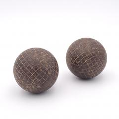 Pair of Bocce Balls with Leather Carrier circa 1900 - 2941256
