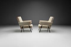Pair of Bonino Armchairs Upholstered in Light Cowhide Italy 1960s - 4103852