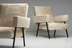 Pair of Bonino Armchairs Upholstered in Light Cowhide Italy 1960s - 4103853