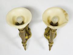 Pair of Brass Alabaster Wall Sconces in the Neoclassical Style - 3103923