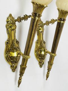 Pair of Brass Alabaster Wall Sconces in the Neoclassical Style - 3103927