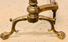 Pair of Brass Andirons circa 1880 Ball and Claw Feet of Twisted Column Form - 2668459