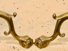 Pair of Brass Andirons circa 1880 Ball and Claw Feet of Twisted Column Form - 2668462