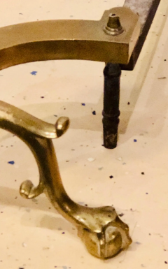 Pair of Brass Andirons circa 1880 Ball and Claw Feet of Twisted Column Form - 2668478