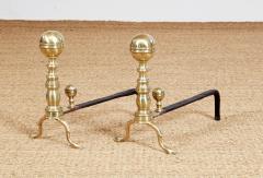 Pair of Brass Ball Top Andirons - 3963753