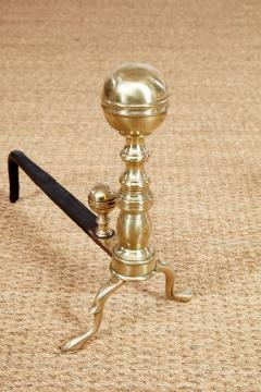 Pair of Brass Ball Top Andirons - 3963756