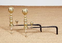 Pair of Brass Ball Top Andirons - 3963761