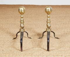 Pair of Brass Ball Top Andirons - 3963765