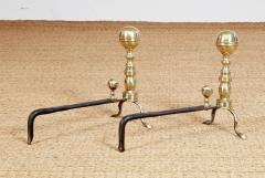 Pair of Brass Ball Top Andirons - 3963766