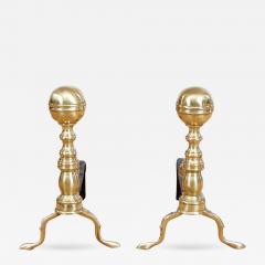 Pair of Brass Ball Top Andirons - 3966401