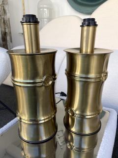 Pair of Brass Bamboo Lamps Italy 1970s - 2180751